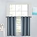 Yakamok Soild Small Window Curtains, Grommet Thermal Insulated Privacy Curtains and Drapes Room Darkening Shades Decent Decor for Kitchen Camper Closet(2 Panels,Stone Blue,42x36 Inch)