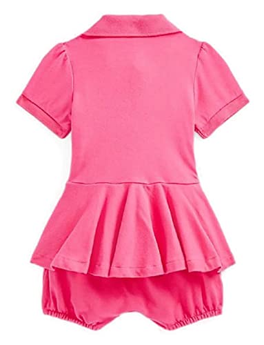 Ralph Lauren Baby Girl Peplum Mesh Bubble Shortall (Hot Bright Pink, 12 Months) #TOP1