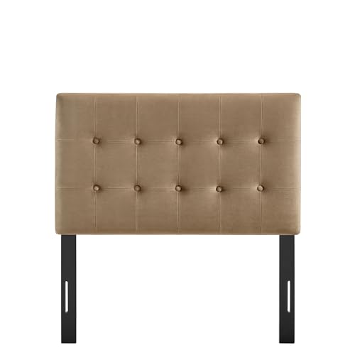 Modway Emily Twin Size Performance Velvet Headboard in Taupe - Stain-Resistant Velvet Upholstery with Button Tufting and 7 Adjustable Height Positions by Modway - Used condition - Image 7