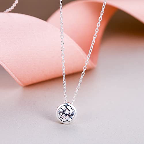 EVER FAITH Women's Sterling Silver Clear Cubic Zirconia Bezel Setting Daily Pendant Choker Necklace4