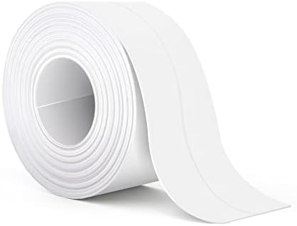 Hoacm White Caulk Strip Tape Waterproof, 1.5" x 10.5Ft PVC Self Adhesive Caulk Tape Decorative Caulking Tape for Kitchen Countertop Sink Bathroom Toilet Bathtub Floor Wall Corner Wall Edge Protector