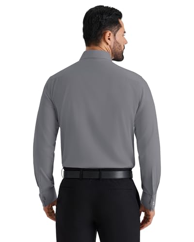 Image of Alimens & Gentle French Cuff Regular Fit Dress Shirts (Cufflink Included) | Office Work,Business Casual,Wedding,Formal Event,Interview,cufflink,Soft,Breathable,Polyester Cotton