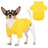 Dog Hoodie Sweatshirt – Stylish Hooded Winter Coat with Leash Hole and Pocket, Crafted from Premium Soft Materials for Superior Comfort, Perfect for Cold-Weather Walks.Yellow M