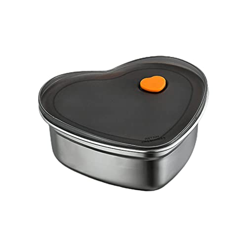 Lonchera portátil de acero inoxidable con forma de corazón, contenedor de almacenamiento de alimentos, vajilla de cocina, fiambreras
