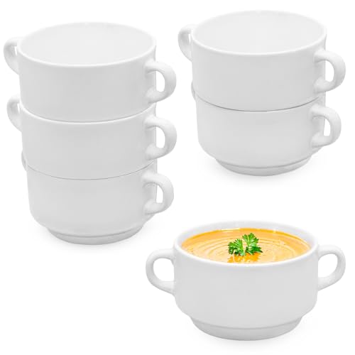 Spetebo Keramik Suppentasse 200 ml weiß mit Henkel - 6er Set