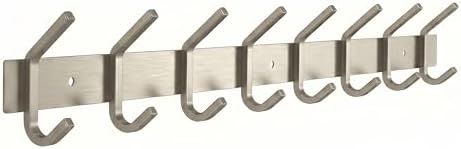 Coat Rack Wall Mount – Brushed Nickel 24 Inch Stainless Steel Hoo...