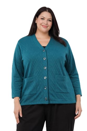 Image of Women's Warm Woolen Cardigan, Full Sleeve Knitwear, Winter Sweater with Front Pocket, Plus