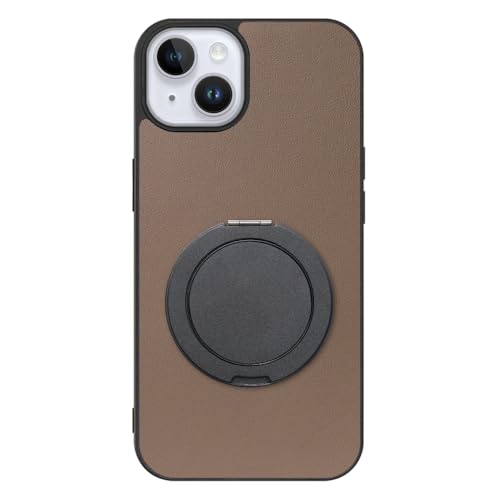 LOOF RING-SHELL �{�v ���U�[ �X�}�z�����O �X�}�z�P�[�X for iPhone 14 Plus �p �P�[�X �J�o�[ �����O �����O�t�� �X�g���b�v�z�[�� �X�^���h �����h�~ �V���v�� �ϏՌ� ���^ �y�� leather [���e�u���E��]