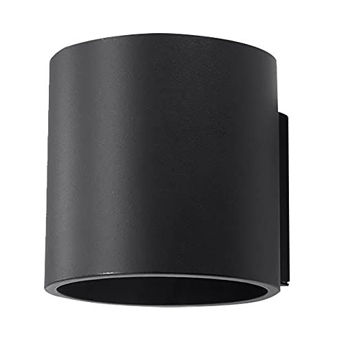Sollux Lighting Orbis Downlight Wandleuchte Innen – Zylindrischer Schirm für indirekte Beleuchtung – Wandlampe für Wohnzimmer, Esszimmer und Flur aus Aluminium in Schwarz 10 x 12 x 10 cm