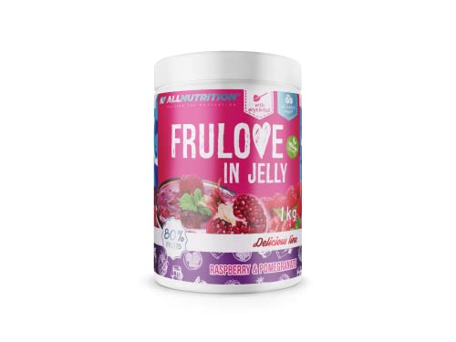ALLNUTRITION Mermelada sin Azúcar - Frulove en Gelatina Frambuesa y Granada - 80% Gelatina de Fruta Baja en Calorías - Mermelada sin Azúcar - Apta para Veganos - 1000g