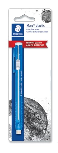 Image of STAEDTLER Mars Plastic Eraser Pen with Refillable Holder, German-Made Eraser for Pencils, Smudge-Free & Tear-Free Precision, Retractable Design with Clip, Blue
