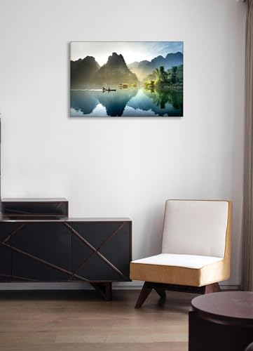 Tableau de lac imprimé déco murale colline toile nature 40x60 - 4