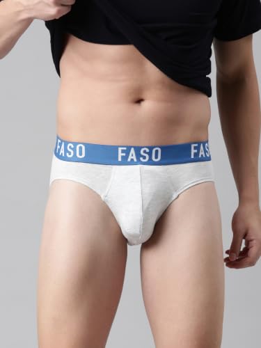 Image of F A S O Men's Cotton Rich Brief | Soft & Breathable Innerwear | Cushioned Waistband | Comfort Fit | Everyday Wear