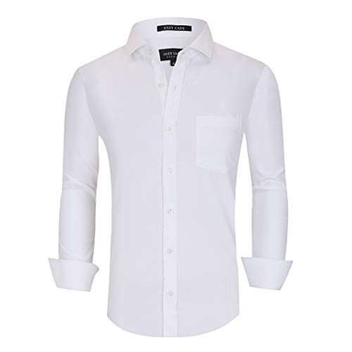 Alex Vando Mens Bamboo Dress Shirts Wrinkle Free Regular Fit Stretch Button Down Shirt
