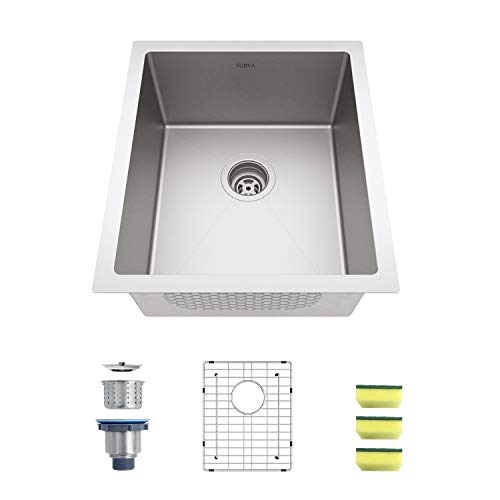 TORVA 17-Inch Undermount Kitchen Sink, 16 Gauge Stainless Steel Single Bowl - 17