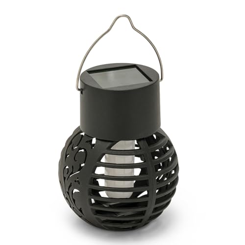 Lampe solaire suspendue à effet flamme LED. Noir