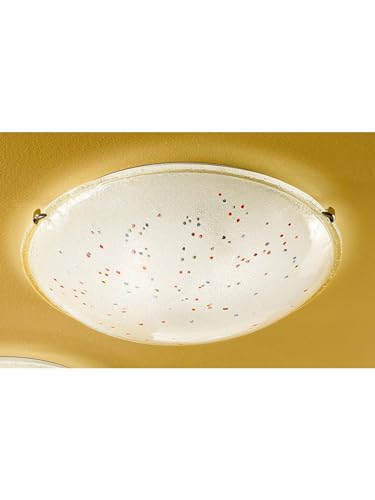 Plafonnier en verre chaleureux aux éclats colorés style Murano 50 cm