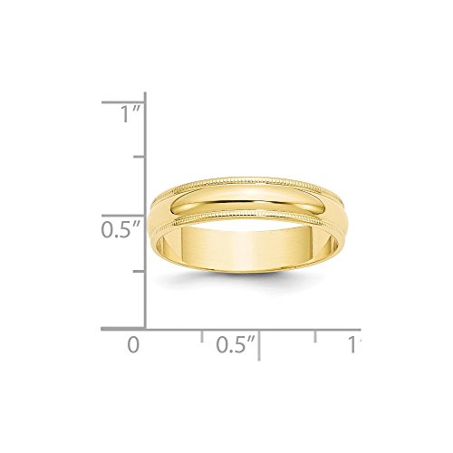 10k Yellow Gold 5mm Milgrain Plain Classic Dome Wedding Band Ring4
