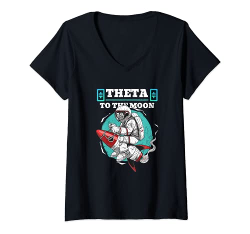 Mujer Theta Crypto Theta a la Luna criptomoneda Camiseta Cuello V