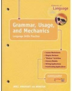 Elements of Language, 5th Course, Grade 11 Grammar, Usage and Mechanics, Language Skills Practice Answer Key Paperback – January 1, 2001