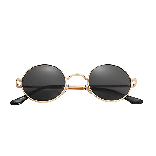 Image of Red Lens Circle Glasses Small Round Polarized Sunglasses for Women Men Retro Hippie Style Circle Sun Glasses