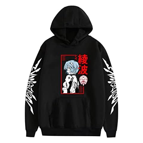 WXDL EVA Evangelion-s Hoodie, Japanese Harajuku Cartoon Ayanami Rei Print Pullover, Mens and Womens Casual Sweatshirts (XS-3XL) Cover