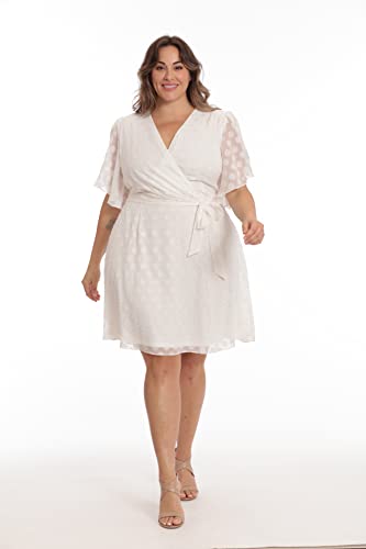 Image of London Times Women's Women's Dresses Pleat Tucks Surplice Draped Sleeve Flare Dress Guest of Occasion