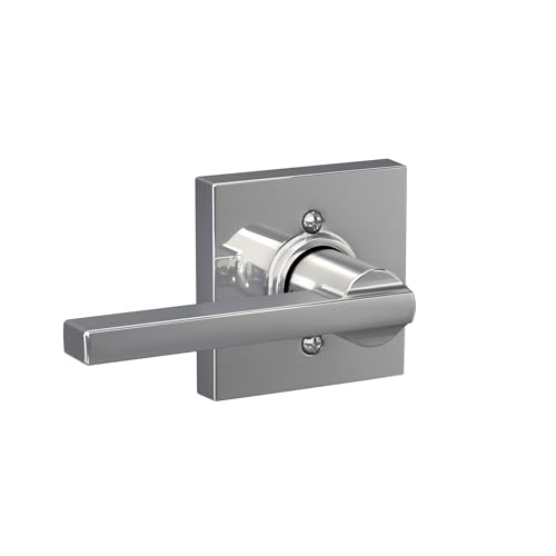 Image of Schlage Latitude Hall /Closet Passage Door Handle, Reversible, Bright Chrome | Hall or closet lever door handle with no lock, Easy to install, Certified durability, Universal fit