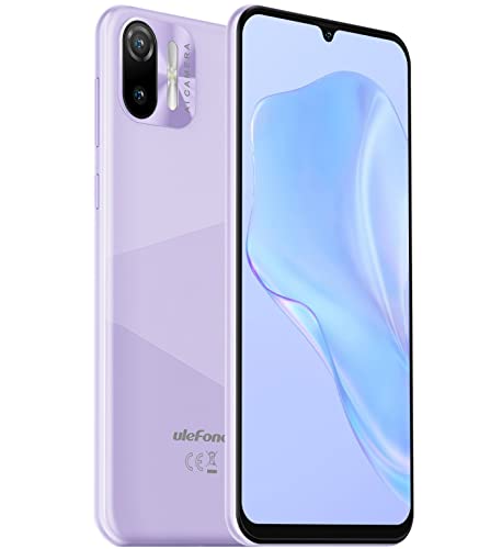 Ulefone 4G Smartphone Libre, Note 6(P), 8.5mm Ultradelgado Dual SIM, Pantalla HD+ 6.1'', Ranura para 3 Tarjetas, Android 11 Go,2GB+32GB,Cámara 8MP + 5MP, Desbloqueo Facial GPS Púrpura