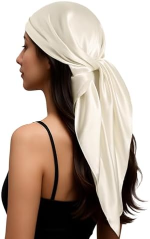 PoeticEHome Mulberry Silk Head Scarf 35"x35" - Solid Color 6A Gra...