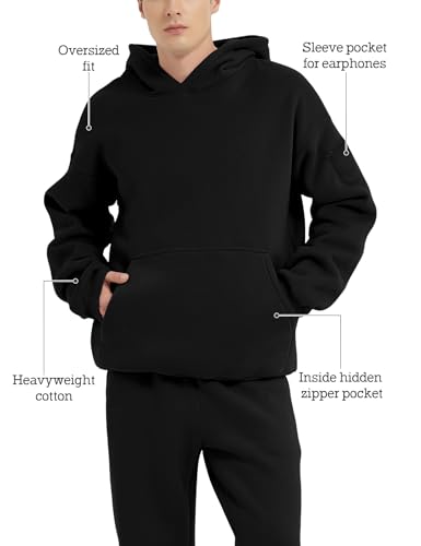 FAIABLE Men's Hoodies Pullover Oversized Soft Hooded Sweatshirts Heavyweight Fleece Athletic Travel Hoodie with Hidden Pocket3