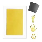 Inkless Large Clean Touch Ink Pad Kit for Baby Footprint, Handprint & Pet Paw Print - No Ink Mess, Baby Safe, One Time Use, Includes 2 Cardstocks (Clean-Touch - Gold)