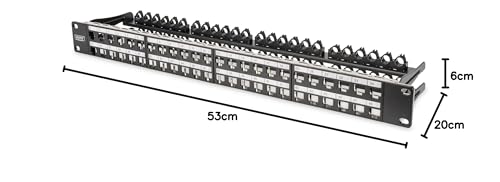 Digitus Patch Panel Modulare - 48 Porte 1U - 19" Rack - Per Moduli RJ45 Keystone - Schermato - Nero - 5