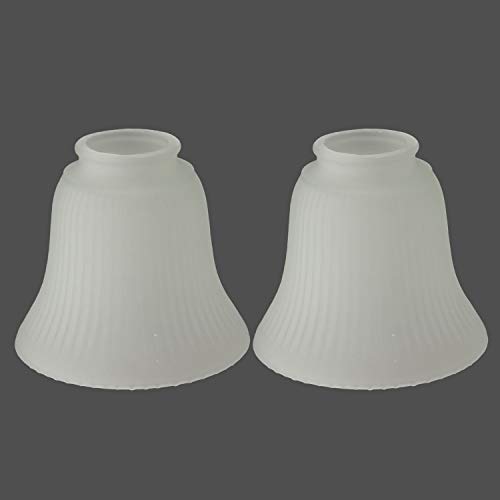 Anmire 2 Pack Frosted Ribbed Glass Shade, Bell Shaped Light Fixture Replacement Globe or Cover with 2-1/8-Inch Fitter for Ceiling Fan Light Chandelier Wall Sconce, G0016