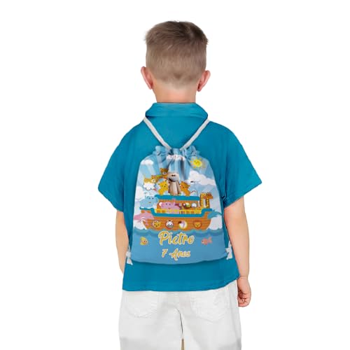 Mochilinha Bag Infantil Personalizado com Nome e Idade Arca de Noé (Mochilinha 20x30, Unidades, 05)