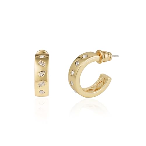 Obidos 14K Gold Plated Chunky Open Hoops | Thick Lightweight Hoop Earrings for Women | Trendy Simple Hypoallergenic Fashion Accessories Gold Jewelry Gifts for Womens (Hoops A-Yellow Gold)
