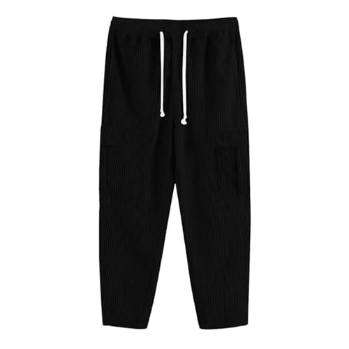 Men Corduroy Pants Baggy Casual Comfy Elastic Waist Cargo Sweatpants with Pockets Heavyweight Work Trouser3