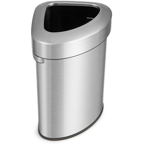 S AFSTAR Corner Trash Can 16 Gallon/60 L, Kitchen Garbage Can, Large Open Top Touchless Rubbish Can, Anti-Slip Bottom, Triangular Waste Bin, Stainless Steel Trash Bin for Bathroom Kitchen Bedroom Cover