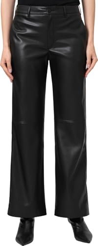 Pantalon Mavi Woven PU mode femme pantalon noir coupe droite