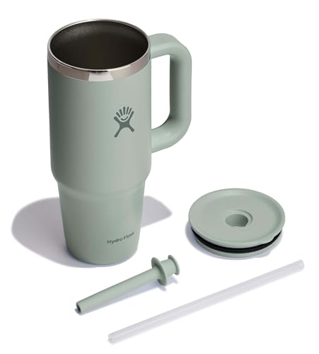 Image of Hydro Flask Travel Tumbler with Handle, Lid and Straw - Insulated Stainless Steel in 24 Oz Tonal Agave