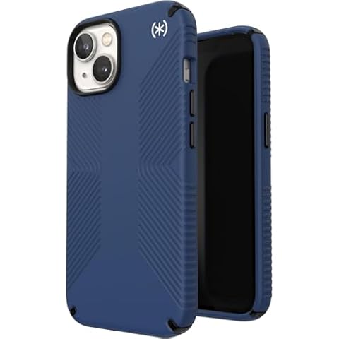 SPECK iPhone 14 & iPhone 13 Case - Drop Protection, Scratch Resistant, Dual Layer Slim Phone Case - Coastal Blue/Black/White Cover