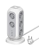 Carga USB de alta velocidad: la regleta enchufe usb cuenta con tecnología avanzada que otorga una velocidad de carga de hasta 2.4 A por puerto al distribuir la corriente de manera óptima. Salida total: 5V / 3.5A, 17.5W.