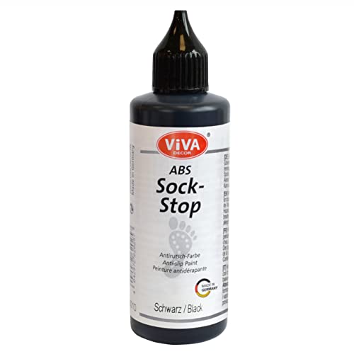 Viva Decor ABS Sock Stop (2.77 Fl oz, Black) - Fabric Paint for Non-Slip Socks, Bath Mats & More - Latex-Free, Water-Based, Washable - For Grip Socks DIY