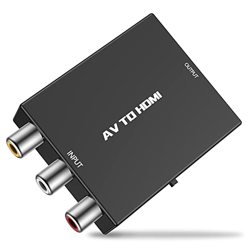 Hiprorca Rca To Hdmi Converter, Mini Av To Hdmi Converter, Composite Cvbs Video Audio Converter Adapter For N64/Ps2/ Stb/Vhs/Vcr/Dvd, Support Pal/Ntsc #TOP6
