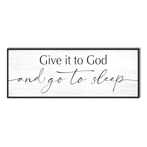 Give It to God and Go to Sleep Sign Canvas Wall Art, Bedroom Decor 40"x15"