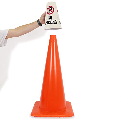 Image of SmartSign 6-Pack inchNo Parking inch Reflective Cone Message Sleeve Collar with Symbol, 360-Degree Visibility, Non-Adhesive Vinyl Signs for Traffic Safety Cones, 3-Side Print [Cone Not Included]