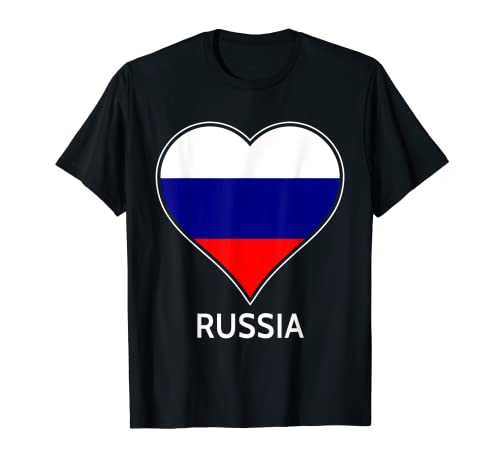 Rusia bandera nacional en forma de corazón ruso Souvenirs turísticos Camiseta