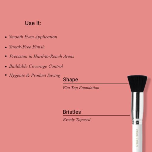 Image of Cuffs N Lashes Dual Makeup Brush | 2-in-1 Flat Top Foundation &Powder Brush 01 | Seamless Blending for Liquid Cream &Powder | Soft Premium Bristles | Travel Friendly Professional Face Brush