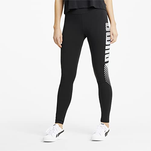 Image of Puma Women Mid Rise Essentialentials Graphic Leggings | Cotton-Blend Tight Fit Workout Tights | Stretchable Pull-On Gym Leggings | Stylish Everyday Legwear for Casual Or Fitnessential Use