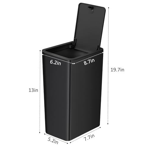 image for Tipgo Bathroom Trash Can With Lid, 10 Liter/ 2.6 Gallon Slim Garbage C